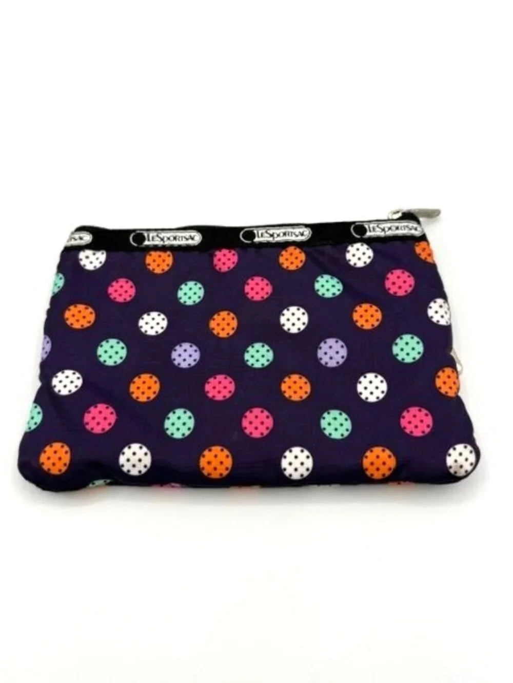 LeSportsac Nylon Multicolor Polka Dot 3 Zip Cosmetic Pouch Bag Organizer Wallet